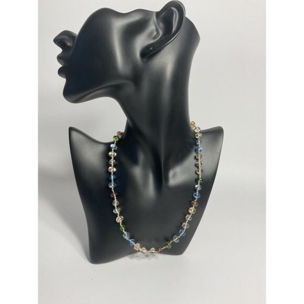 Monet Signed Glass Beaded Hand Knotted Earthy Tone Necklace